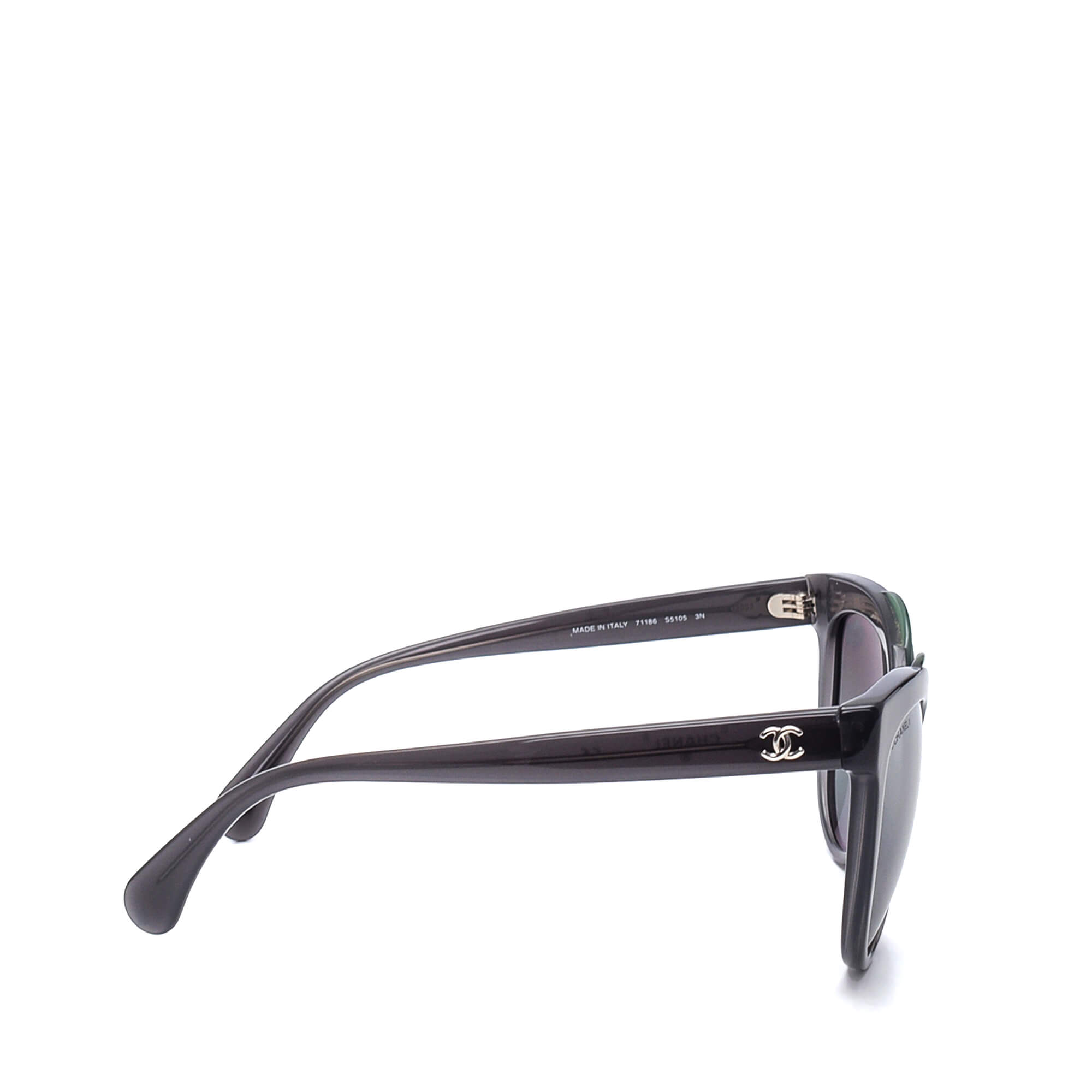Chanel - Anthracite&Green Acetate Cat Eye Sunglasses